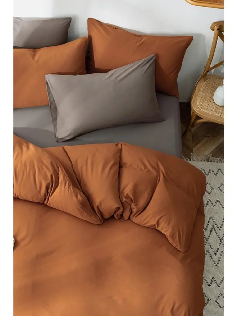 Cozy California King Pumpkin Comforter Set - Soft Terracotta Bedding, Farmhouse
